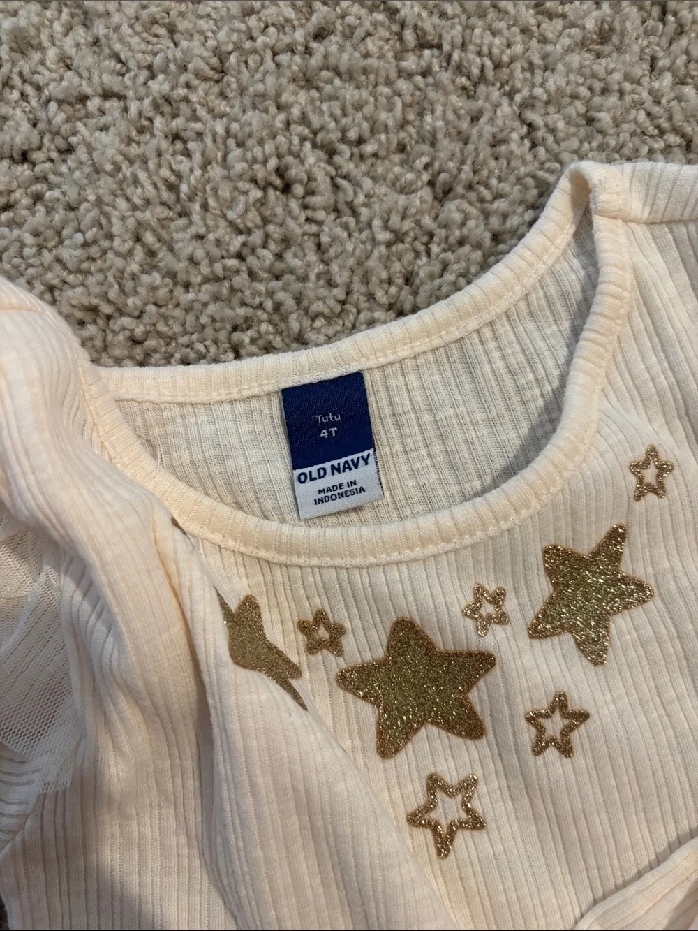 Old Navy Cream Tulle Dress with Gold Star Accents